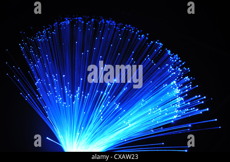 L'energia luminosa di cavi in fibra ottica Foto Stock