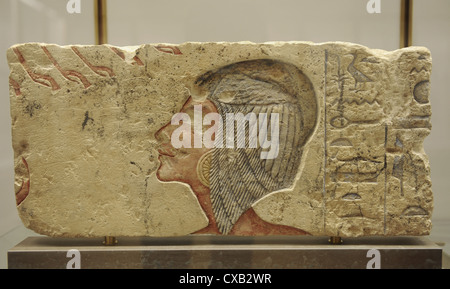 La principessa Meritaten. Rilievo con tracce di policromia. Calcare. Probabilmente da el-Amarna, Egitto. Periodo di Amarna, c. 1365-1347 A.C. Foto Stock