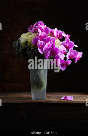 Viola bouquet di orchidee Foto Stock