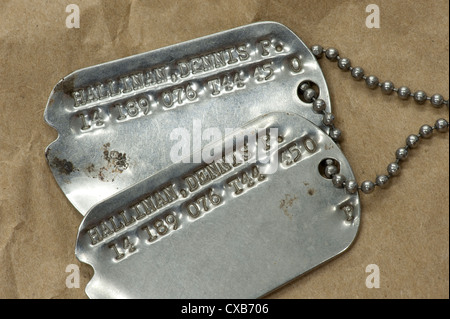 Primo piano Vista concettuale del veterano americano dog tag Foto Stock