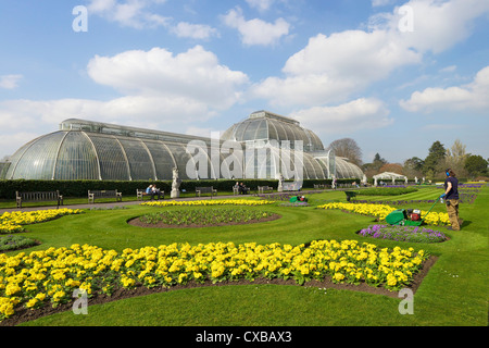 La Casa delle Palme in primavera, Royal Botanic Gardens, Kew, Sito Patrimonio Mondiale dell'UNESCO, London, England, Regno Unito, Europa Foto Stock