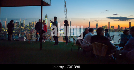 New York, NY, STATI UNITI D'AMERICA, Panoramiche notturne, Cityscapes dalla parte superiore dello Standard Hotel Bar Terrazza sul tetto, Meatpacking District, Manhattan , Foto Stock