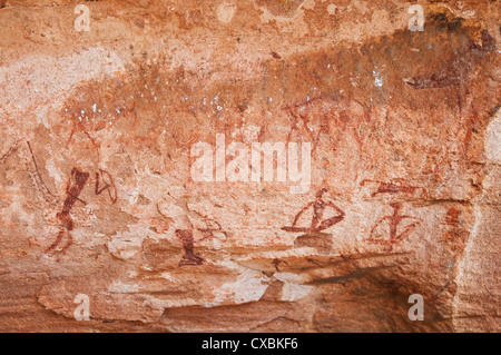 Pitture rupestri, Twyfelfontein, Sito Patrimonio Mondiale dell'UNESCO, Damaraland, Regione di Kunene, Namibia, Africa Foto Stock