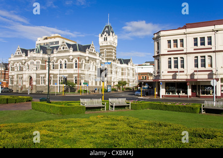 Tribunali edificio sulla Stuart Street, Dunedin, il quartiere centrale degli affari e il quartiere di Otago, South Island, in Nuova Zelanda, Pacific Foto Stock