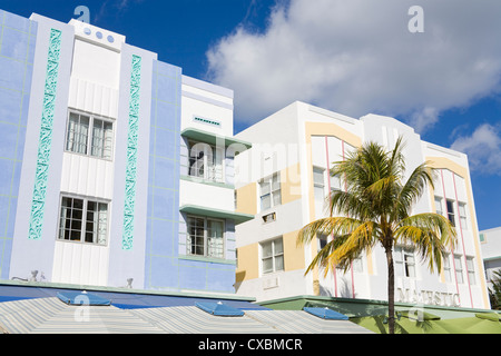 Stile Art Deco hotel sulla spiaggia di South Beach, Città di Miami Beach, Stati Uniti d'America, America del Nord Foto Stock