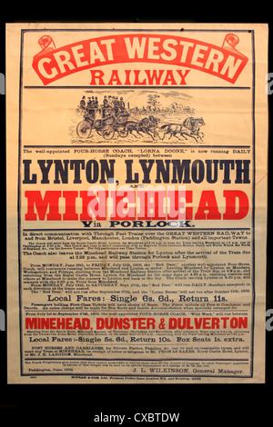 Vintage Great Western Ferrovie poster pubblicitari a Minehead Foto Stock