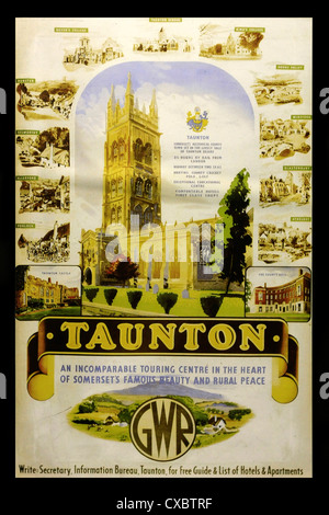 Vintage Great Western Ferrovie pubblicità poster di promozione Taunton Foto Stock