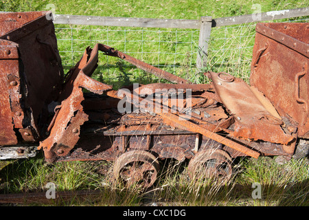 Arrugginimento vagoncini da miniera a fascio Wanlockhead Museo motore -2 Foto Stock