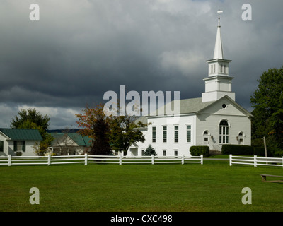 Il verde e chiesa, Craftsbury Common, Vermont, USA Foto Stock