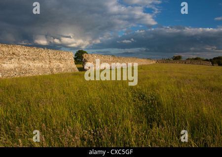 Burgh Castle, Great Yarmouth, Norfolk, Inghilterra, Regno Unito, Europa Foto Stock