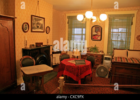 La camera da letto principale nella Casa Petersen, Wachington DC, dove il presidente Abraham Lincoln morì il 15 aprile 1865. Foto Stock