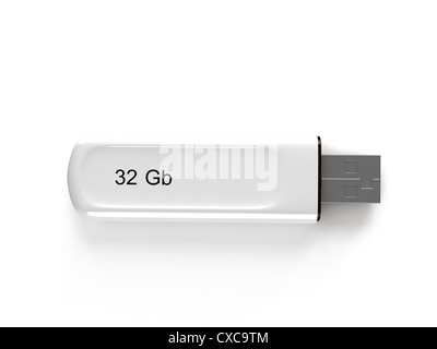 USB Flash Drive 3D render isolato su bianco Foto Stock