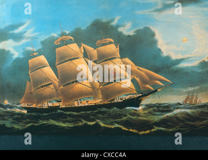 Clipper Ship, Dreadnought, off luce Tuskar, Currier e Ives, litografia, circa 1856 Foto Stock