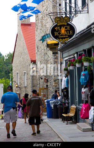 Place Royale nel cuore della città bassa il Quartier Petit Champlain a Quebec City, in Canada Foto Stock