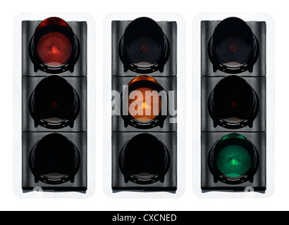 Rosso Verde Giallo semaforo Foto Stock