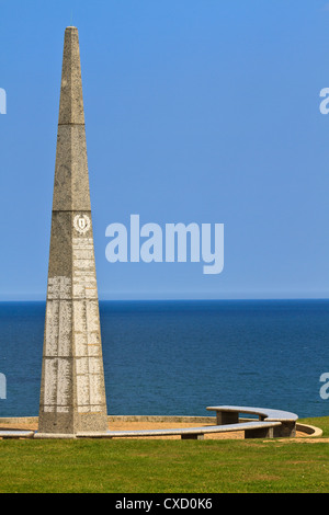 La spiaggia di Omaha Memoriale della US prima divisione di fanteria, Colleville-Sur-Mer, Normandia, Francia Foto Stock