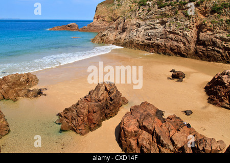 Bella spiaggia Plemont, Jersey, Isole del Canale, REGNO UNITO Foto Stock