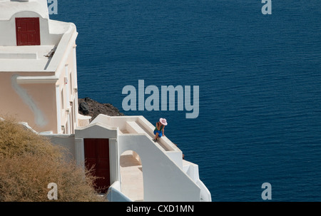 Villa balcone, Santorini, Grecia Foto Stock