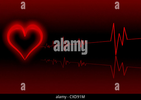 Illustrazione del cuore con la cardiologia Foto Stock
