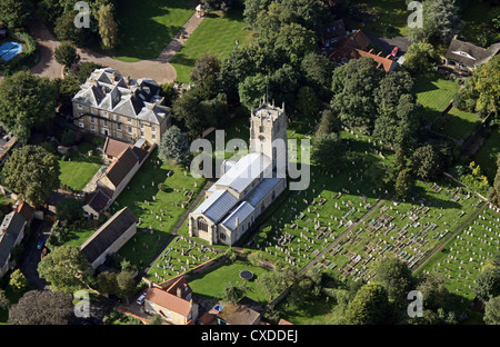 Vista aerea di San Giovanni Evangelista è la chiesa, Washingborough, Lincolnshire Foto Stock