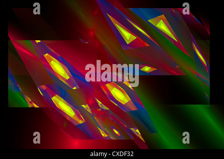 Computer generato frattale triangoli di fiamma. Foto Stock