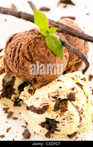 Cioccolato gelato alla vaniglia Foto Stock