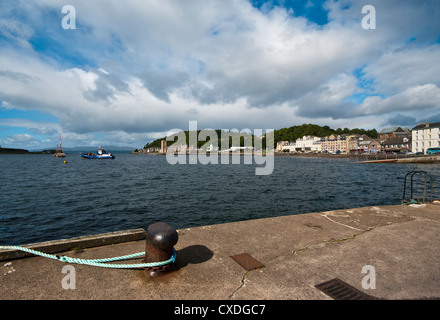 Vista su tutta la Baia di Oban dal North Pier Oban Argyll and Bute Scozia Scotland Foto Stock