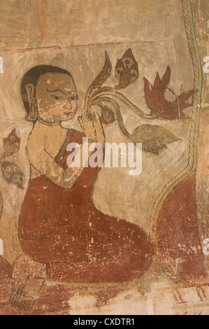 Dipinti murali, Sulamani Pahto, Bagan (pagano), Myanmar (Birmania), Asia Foto Stock