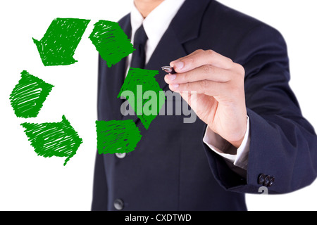Imprenditore disegno segno di riciclo Foto Stock