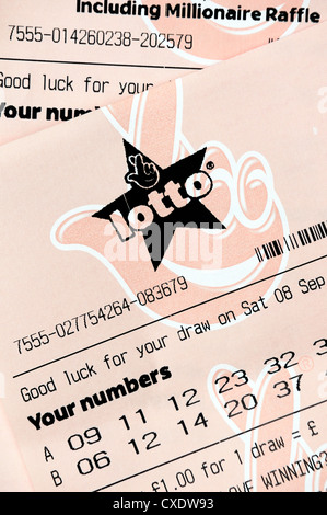 Lotteria nazionale lotto ticket England Regno Unito Foto Stock