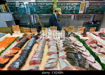 Il pesce per la vendita, Chinatown, Toronto, Ontario, Canada, America del Nord Foto Stock