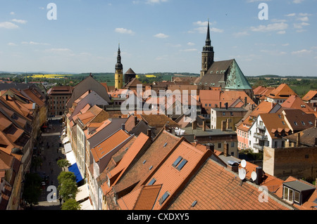 Panorama della città di Bautzen con il municipio e la cattedrale Foto Stock