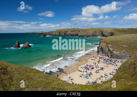 North Cornwall coast beach, Porthcothan, vicino a Newquay, Cornwall, Inghilterra Foto Stock