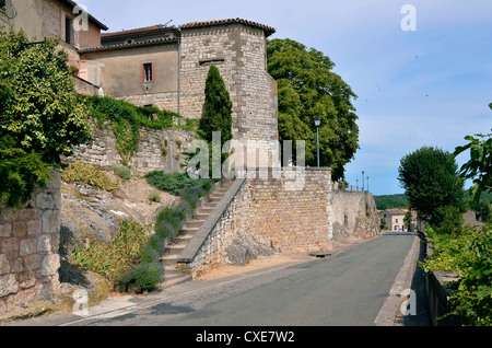 Vecchio villaggio di Castelnau di Montmiral nel sud della Francia, Midi Pyrénées regione, Dipartimento del Tarn Foto Stock