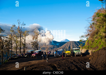 Tourist tour in jeep al Monte Bromo Bromo Tengger Semeru National Park, East Java, Indonesia, Asia sud-orientale, Asia Foto Stock