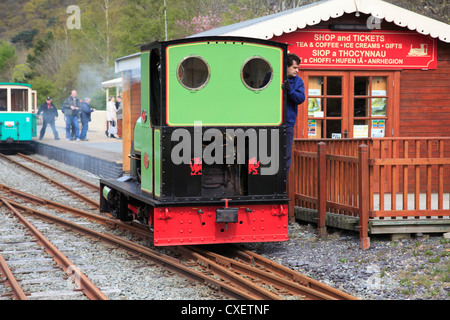 Lake Railway, Stazione, Llanberis, Gwynedd, Snowdonia, il Galles del Nord, Wales, Regno Unito Foto Stock