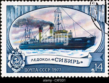 Francobollo mostra icebreaker Siberia Foto Stock