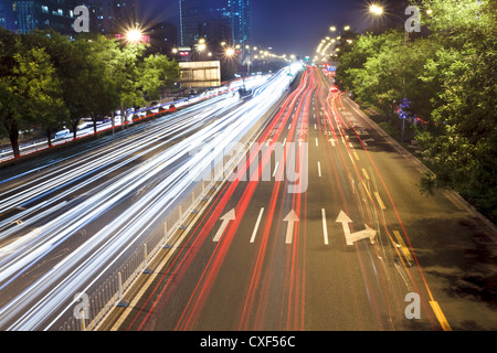 Pechino scena notturna in ora di punta Foto Stock