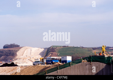 Twyford down road protesta ,terra gioco di chalk il taglio di M3 estensione Winchester. Foto Stock