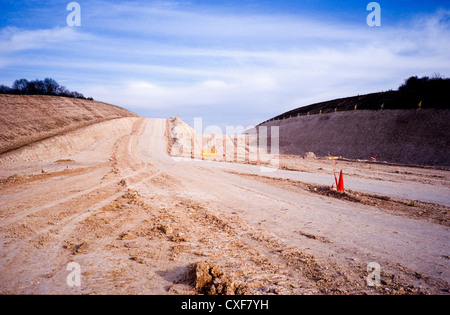 Twyford down road protesta ,terra gioco di chalk il taglio di M3 estensione Winchester. Foto Stock