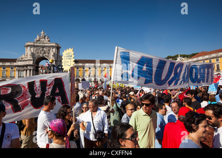 CGTP proteste in Lisbona, 29 settembre 2012, Portogallo Foto Stock