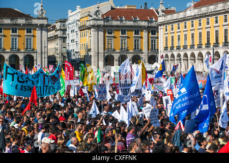 CGTP proteste in Lisbona, 29 settembre 2012, Portogallo Foto Stock