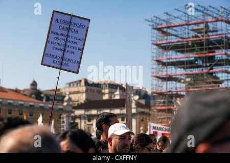 CGTP proteste in Lisbona, 29 settembre 2012, Portogallo Foto Stock