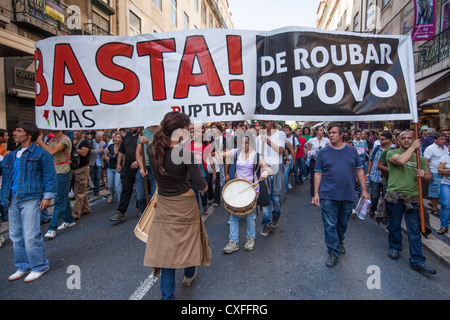 CGTP proteste in Lisbona, 29 settembre 2012, Portogallo Foto Stock