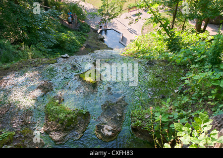 Arkansas, Hot Springs, parco nazionale di Hot Springs, terrazze in tufo, hot springs cascata Foto Stock