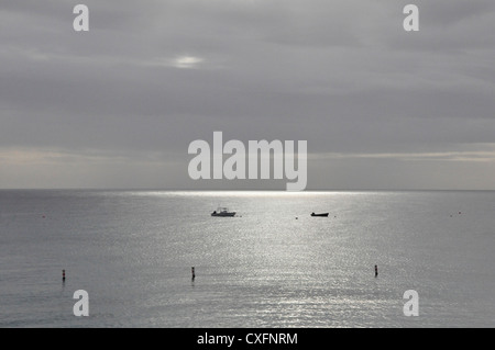 Tropical seascape Barbados, mono tonica acqua effetto colore Foto Stock