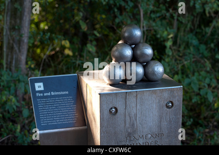 Punto informativo, Bosworth Battlefield a piedi, Leicestershire, Regno Unito Foto Stock