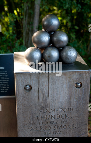 Punto informativo, Bosworth Battlefield a piedi, Leicestershire, Regno Unito Foto Stock