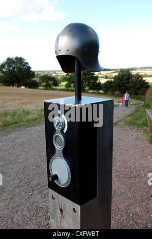 Punto informativo, Bosworth Battlefield a piedi, Leicestershire, Regno Unito Foto Stock