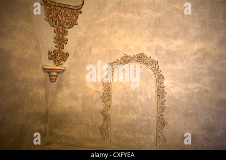 Una porta è dipinta sulla parete del San Jeronimo Tlacochahuaya chiesa in Oaxaca, Messico, Luglio 8, 2012. Foto Stock